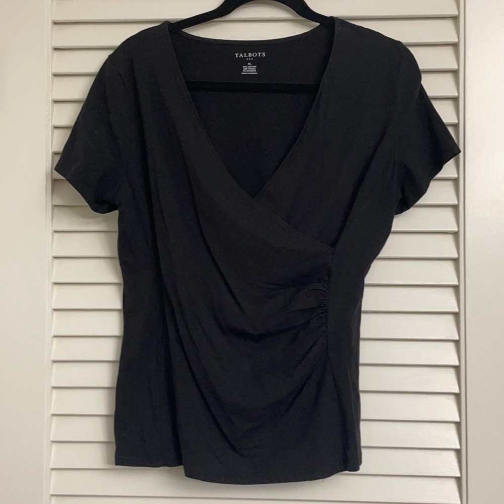 Talbots faux-wrap Cotton Blend Top